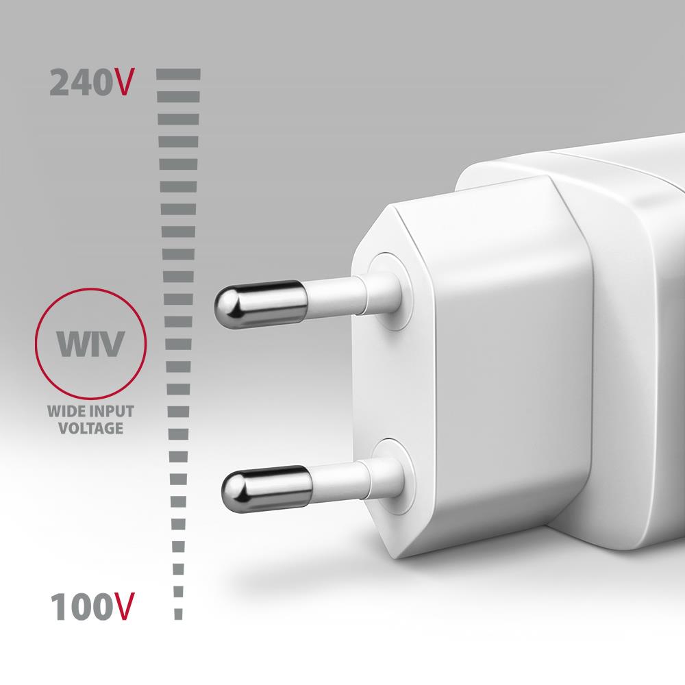 MOBILE CHARGER WALL USB 20W/2PORT WHITE ACU-PQ20W AXAGON