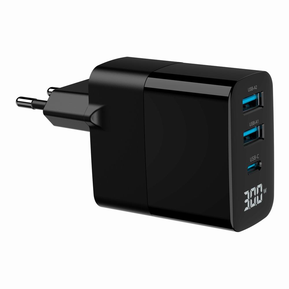 CHARGER USB 30W 3PORT/TA-UC-PDQC30LCD-BK-02 GEMBIRD