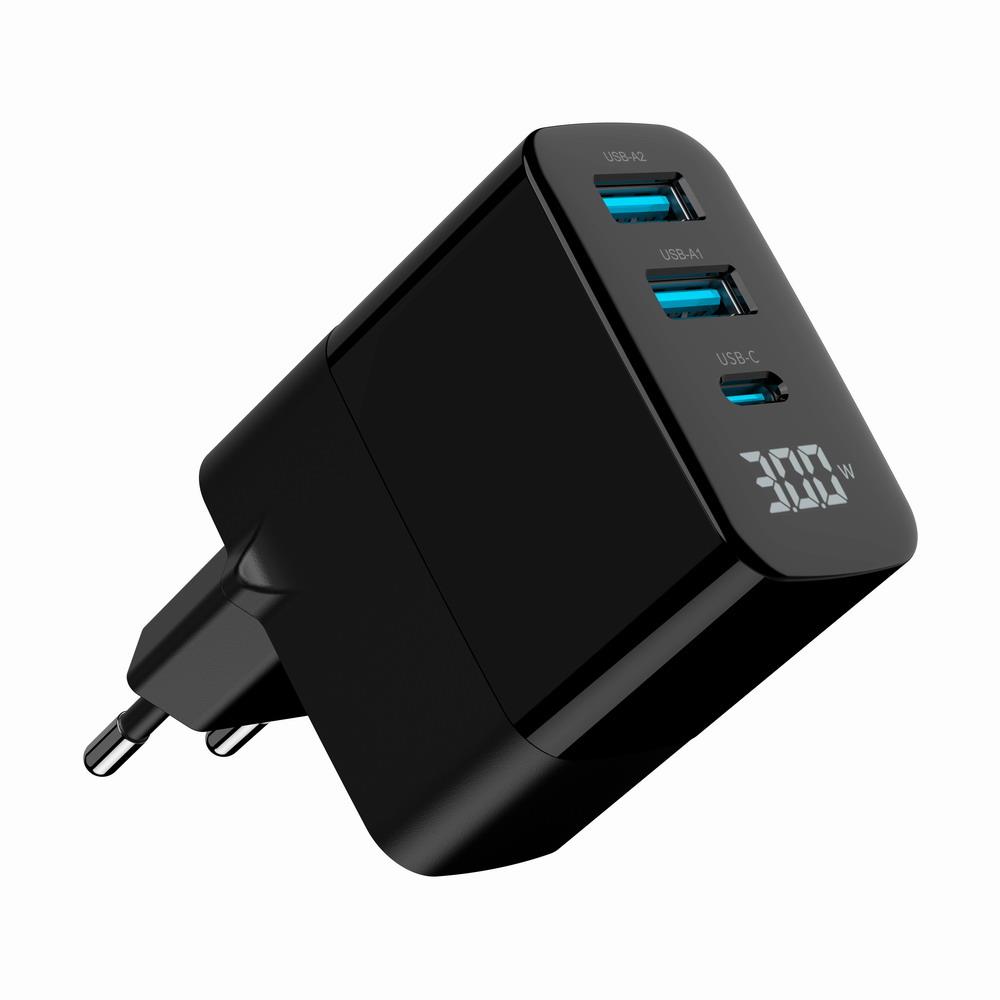 CHARGER USB 30W 3PORT/TA-UC-PDQC30LCD-BK-02 GEMBIRD