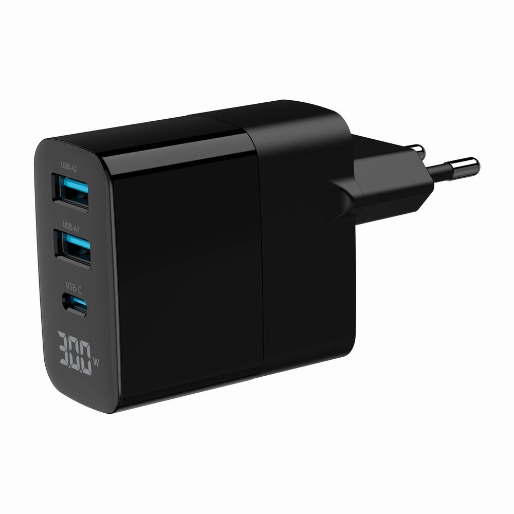 CHARGER USB 30W 3PORT/TA-UC-PDQC30LCD-BK-02 GEMBIRD