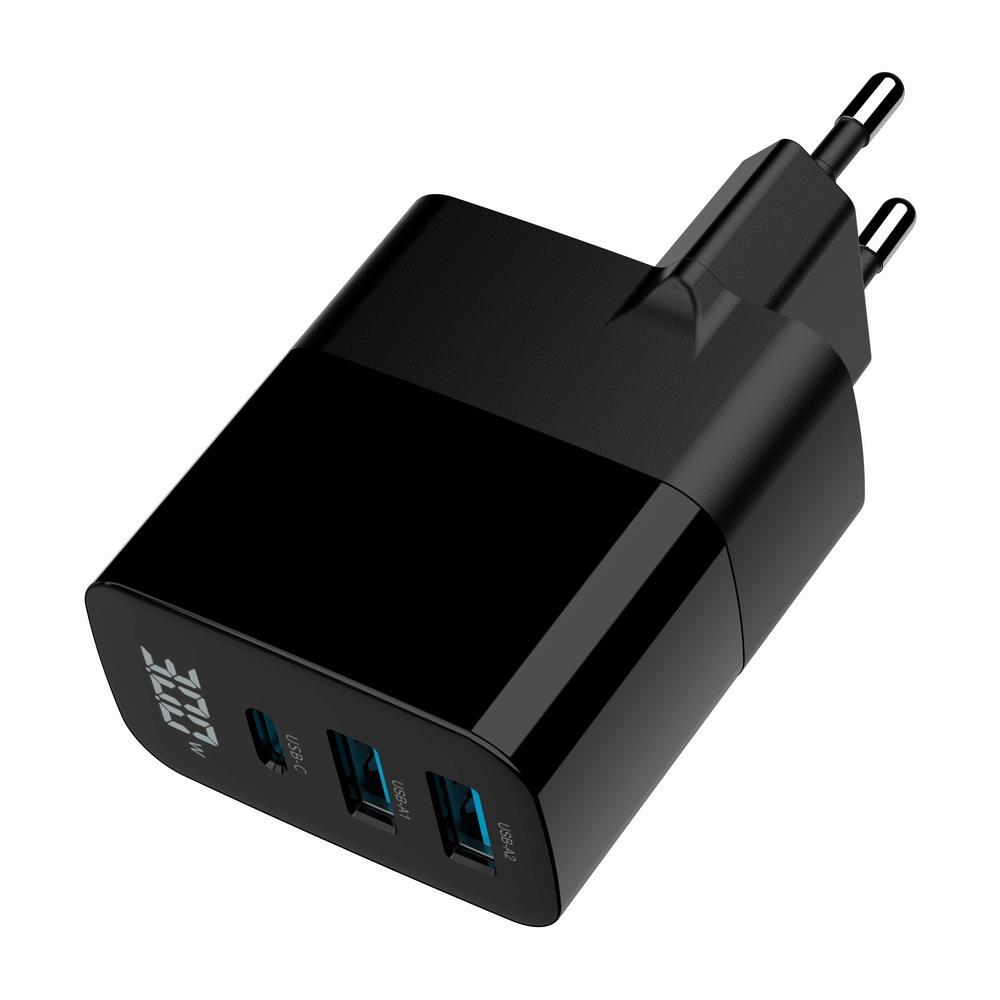 CHARGER USB 30W 3PORT/TA-UC-PDQC30LCD-BK-02 GEMBIRD