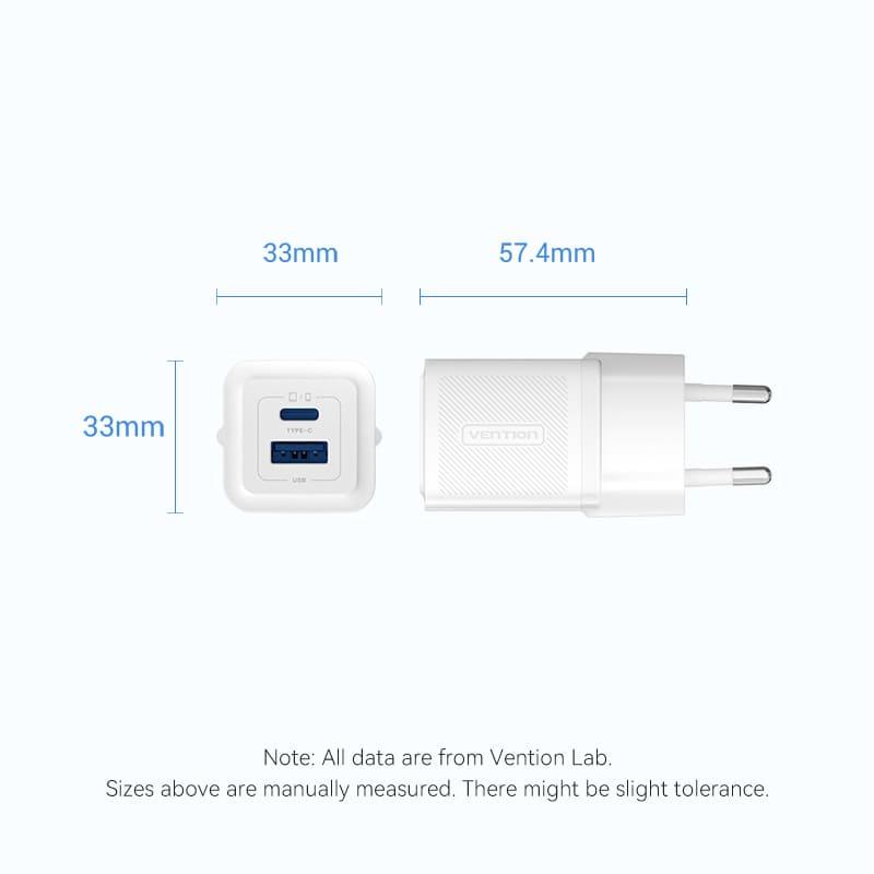MOBILE CHARGER WALL 30W USB/2P WHITE FEQW0-EU VENTION
