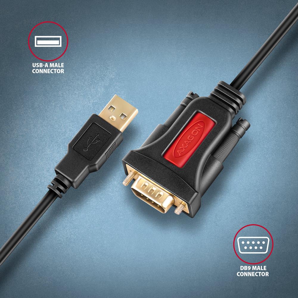 CABLE USB2.0 TO RS-232 DB9-M/1.5M ADS-1PSN AXAGON