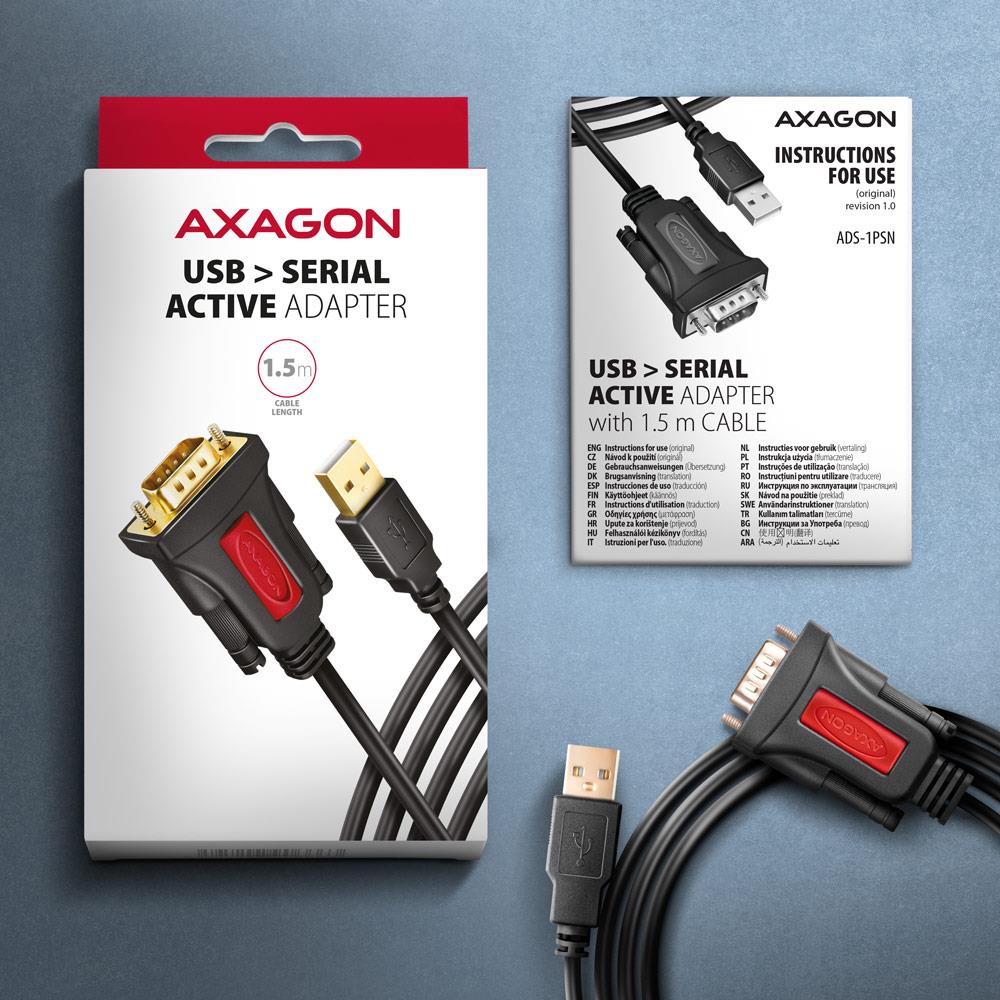 CABLE USB2.0 TO RS-232 DB9-M/1.5M ADS-1PSN AXAGON