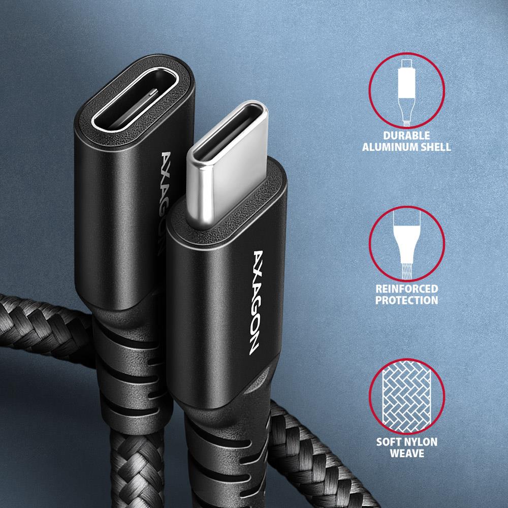 CABLE USB-C EXTENSION 1M/BLACK BUCM32-CF10AB AXAGON