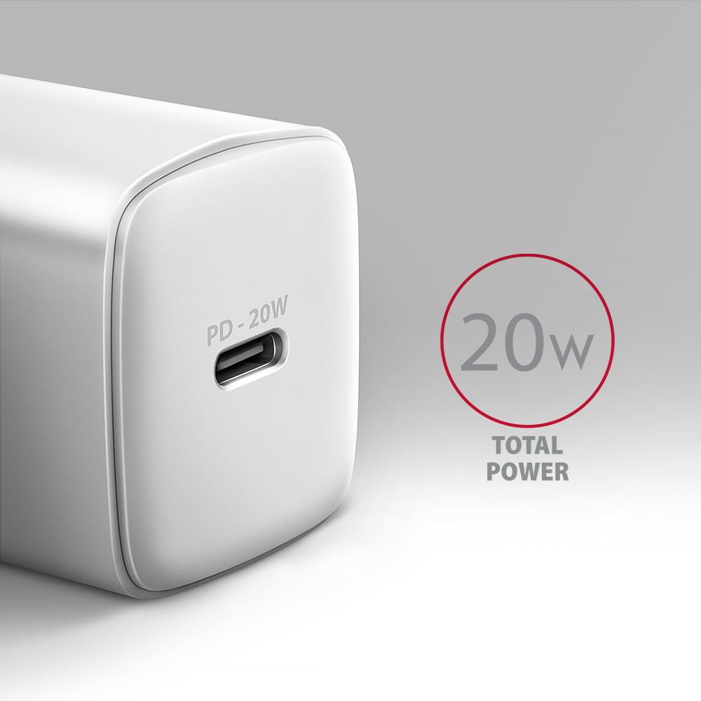 MOBILE CHARGER WALL USB-C 20W/1PORT WHITE ACU-PD20W AXAGON