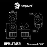 Bitspower Artemis 45 Grad Fitting - drehbar, sandblast silver