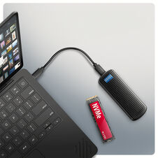 AXAGON EEM2-SC SSD-case, M.2 NVMe, USB-C 10Gbit/s, Aluminium - black