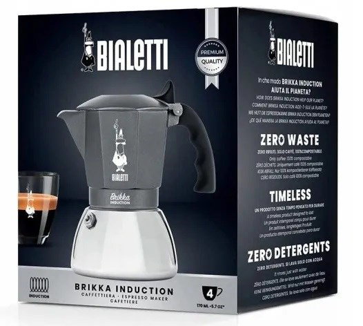 Coffee maker BIALETTI BRIKKA INDUCTION 4TZ 180 ml Anthracite, Silver