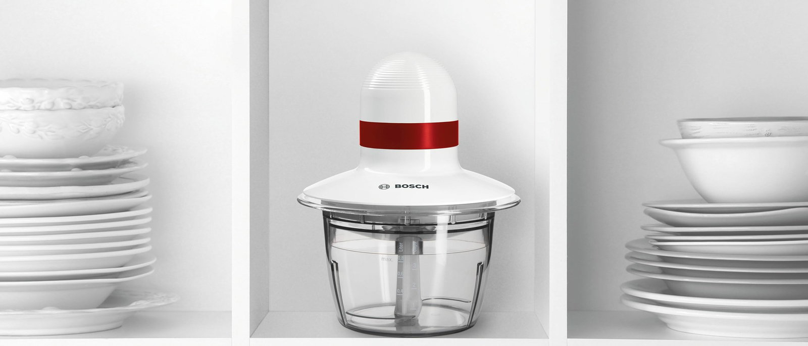 Bosch MMRP1000 electric food chopper 0.8 L 400 W Red, Transparent, White