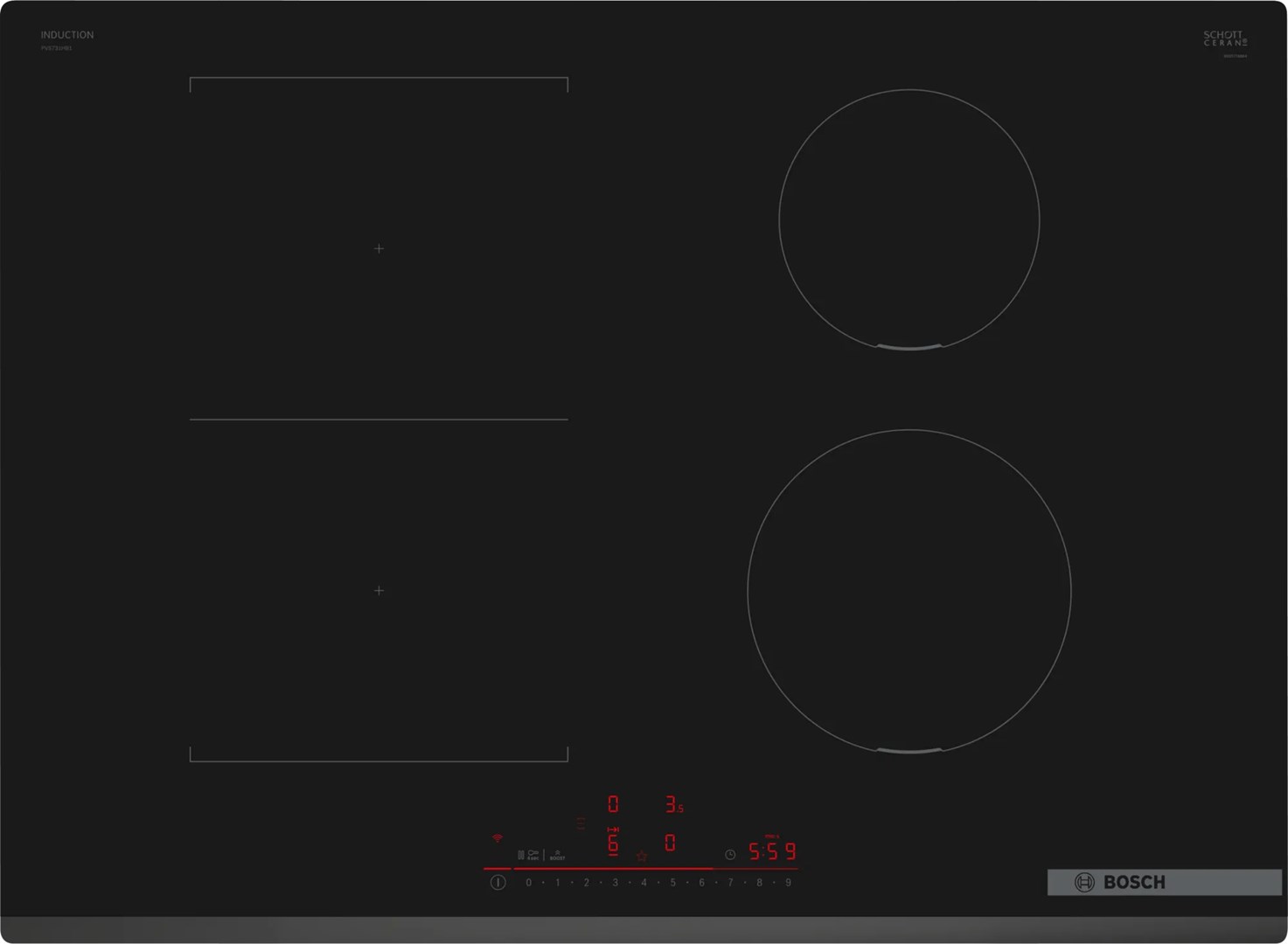 Bosch Serie 6 PVS731HB1E hob Black Built-in 70 cm Zone induction hob 4 zone(s)