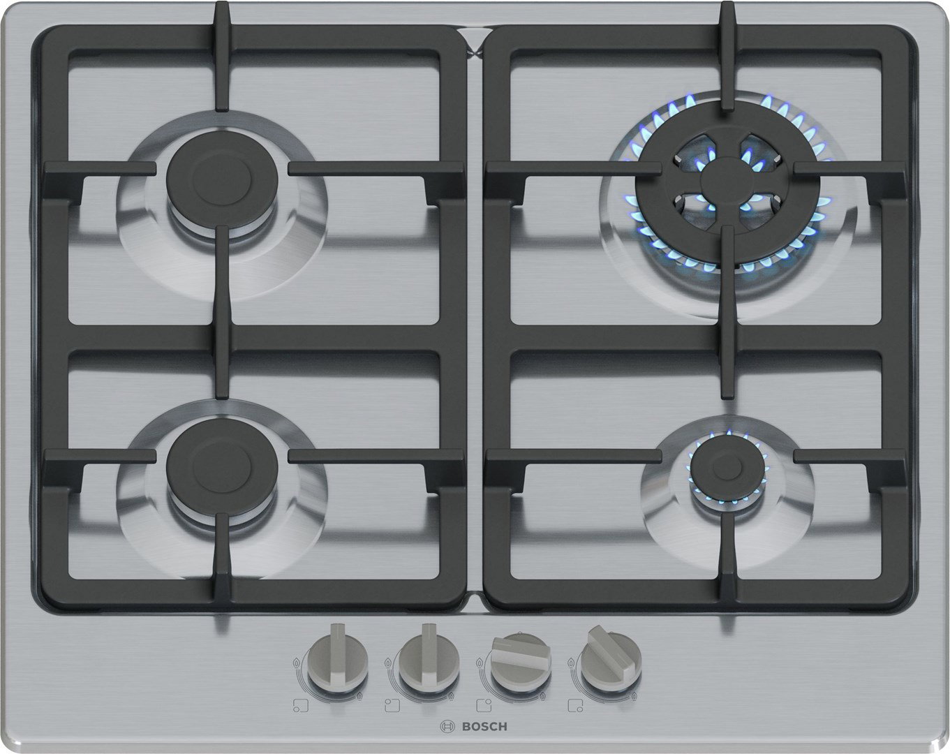 Bosch Serie 4 PGH6B5K90 hob Stainless steel Built-in 60 cm Gas 4 zone(s)