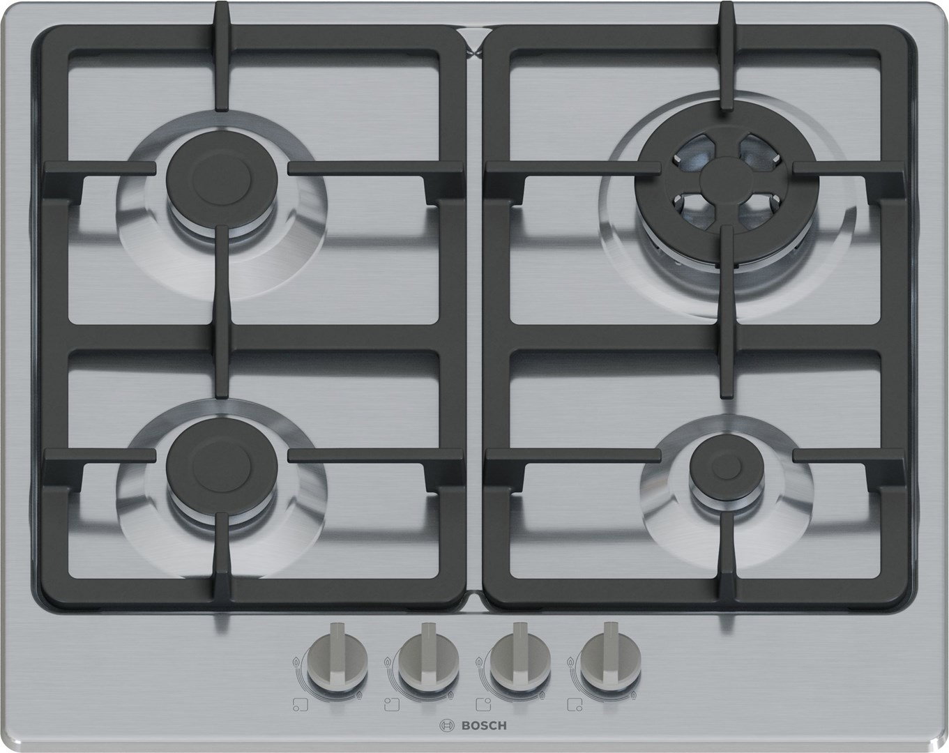 Bosch Serie 4 PGH6B5K90 hob Stainless steel Built-in 60 cm Gas 4 zone(s)