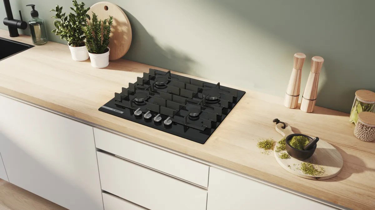 Bosch PRP6A6H40 hob Black Built-in 60 cm Gas 4 zone(s)