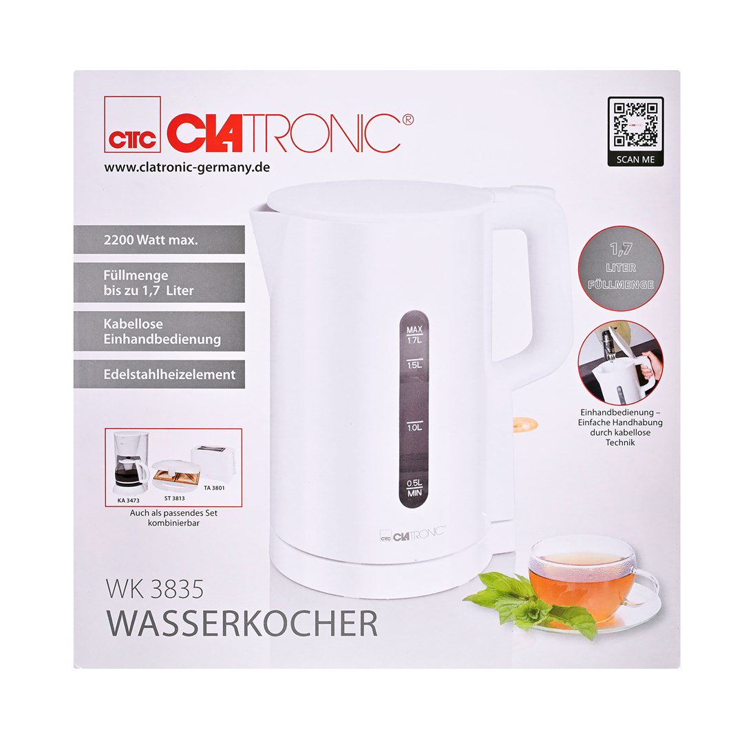 Clatronic WK 3835 electric kettle 1.7 L 2200 W White