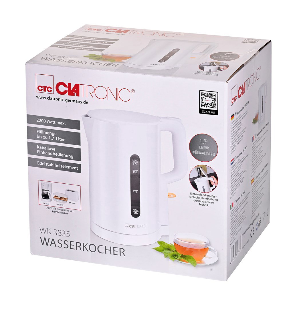 Clatronic WK 3835 electric kettle 1.7 L 2200 W White