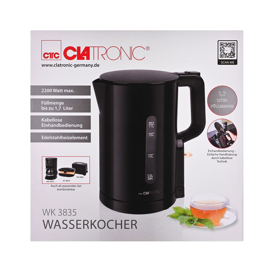 Clatronic WK 3835 electric kettle 1.7 L 2200 W Black