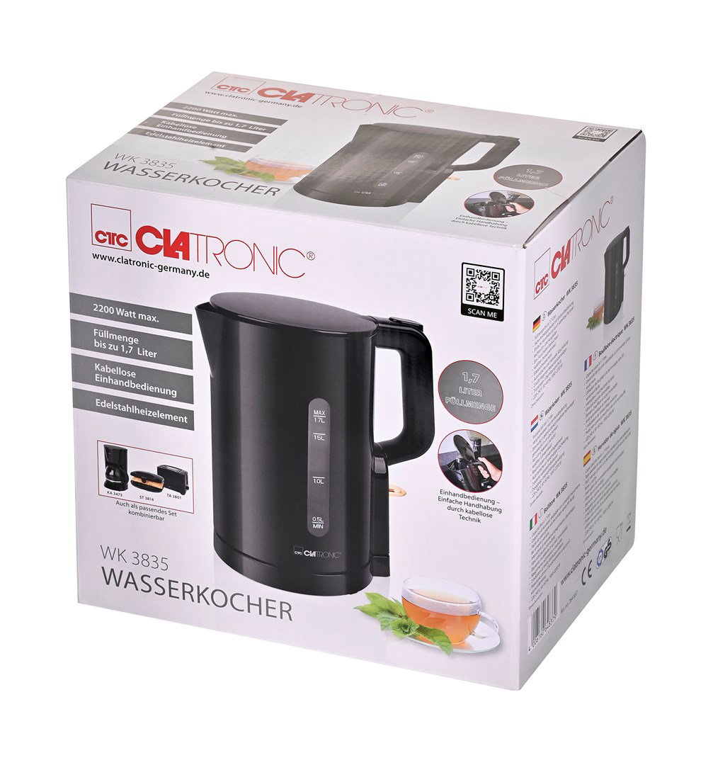 Clatronic WK 3835 electric kettle 1.7 L 2200 W Black