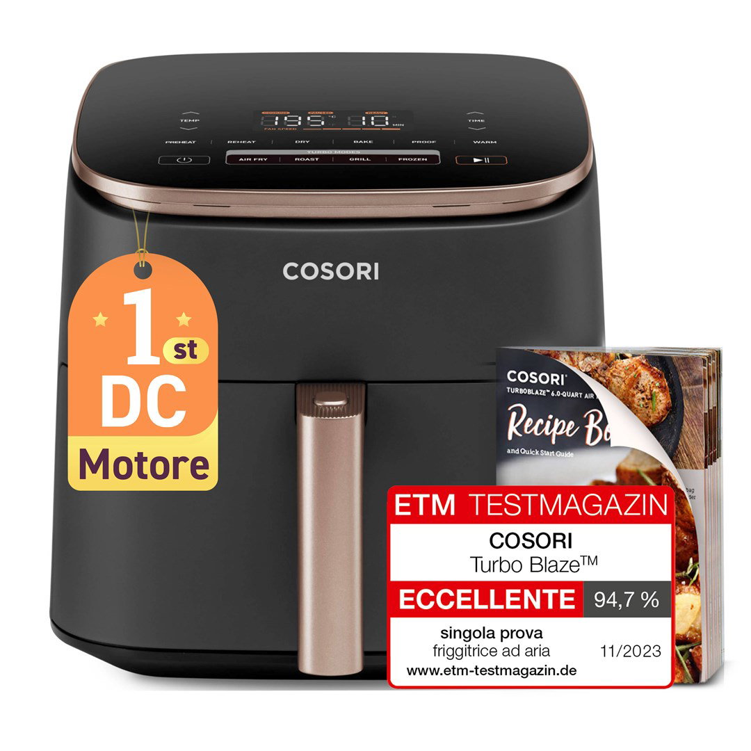 Cosori Turbo Blaze Chef Edition Single 6 L Stand-alone 1725 W Hot air fryer Black, Pink gold