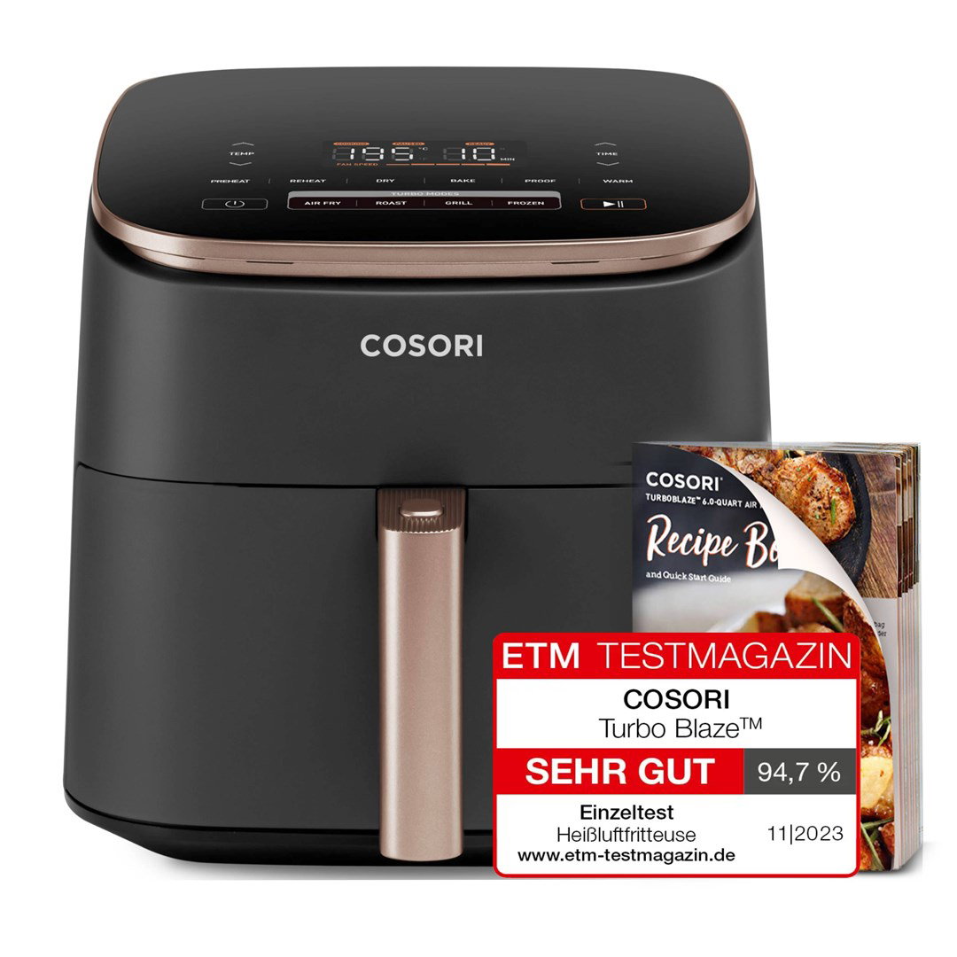Cosori Turbo Blaze Chef Edition Single 6 L Stand-alone 1725 W Hot air fryer Black, Pink gold