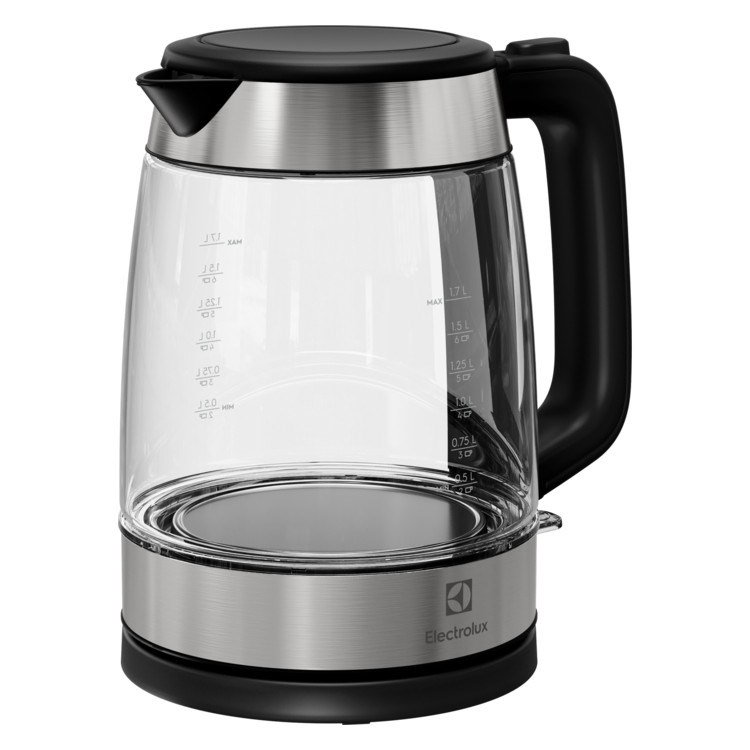 Electrolux E4GK1-4GB electric kettle 1.7 L 2200 W Black, Stainless steel, Transparent