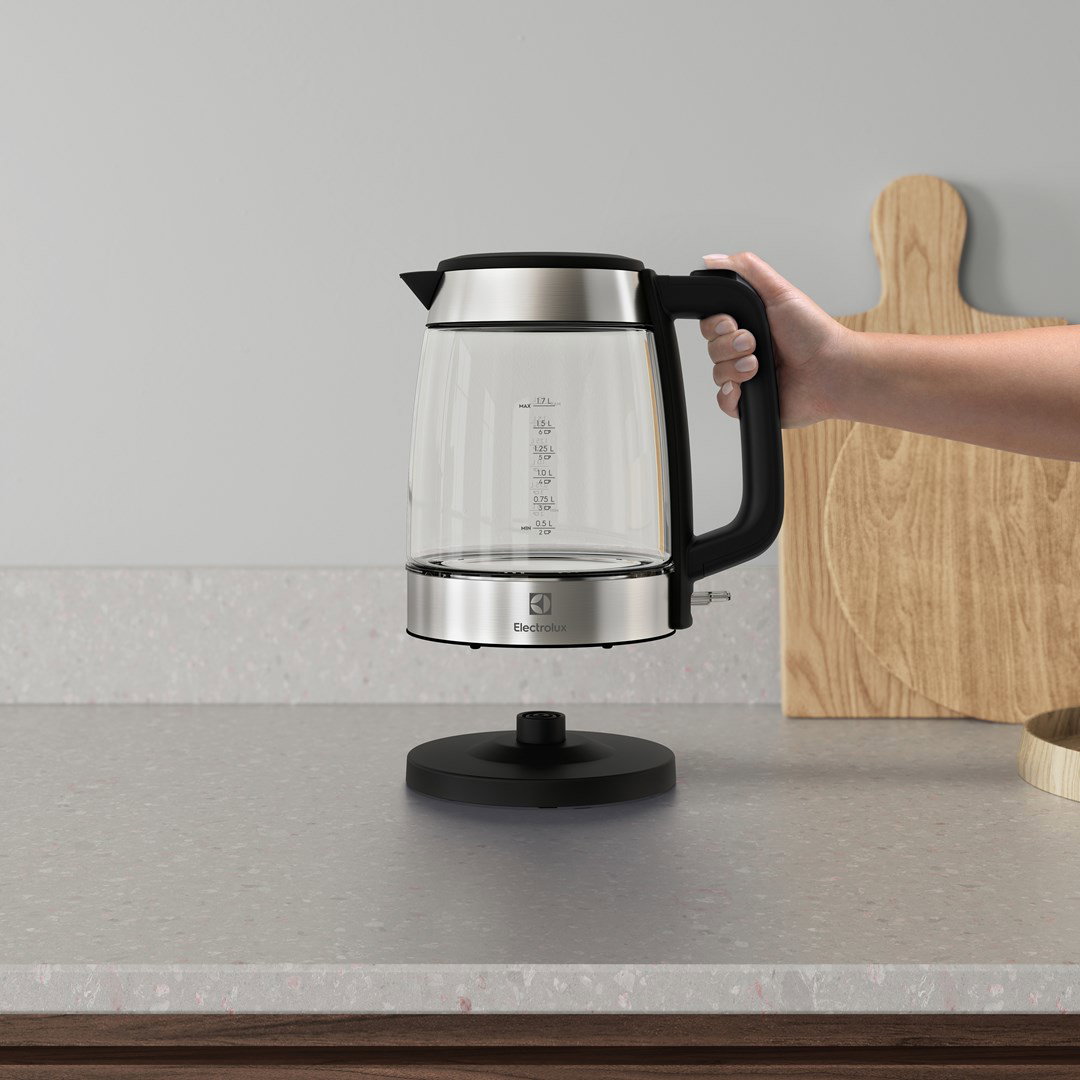 Electrolux E4GK1-4GB electric kettle 1.7 L 2200 W Black, Stainless steel, Transparent