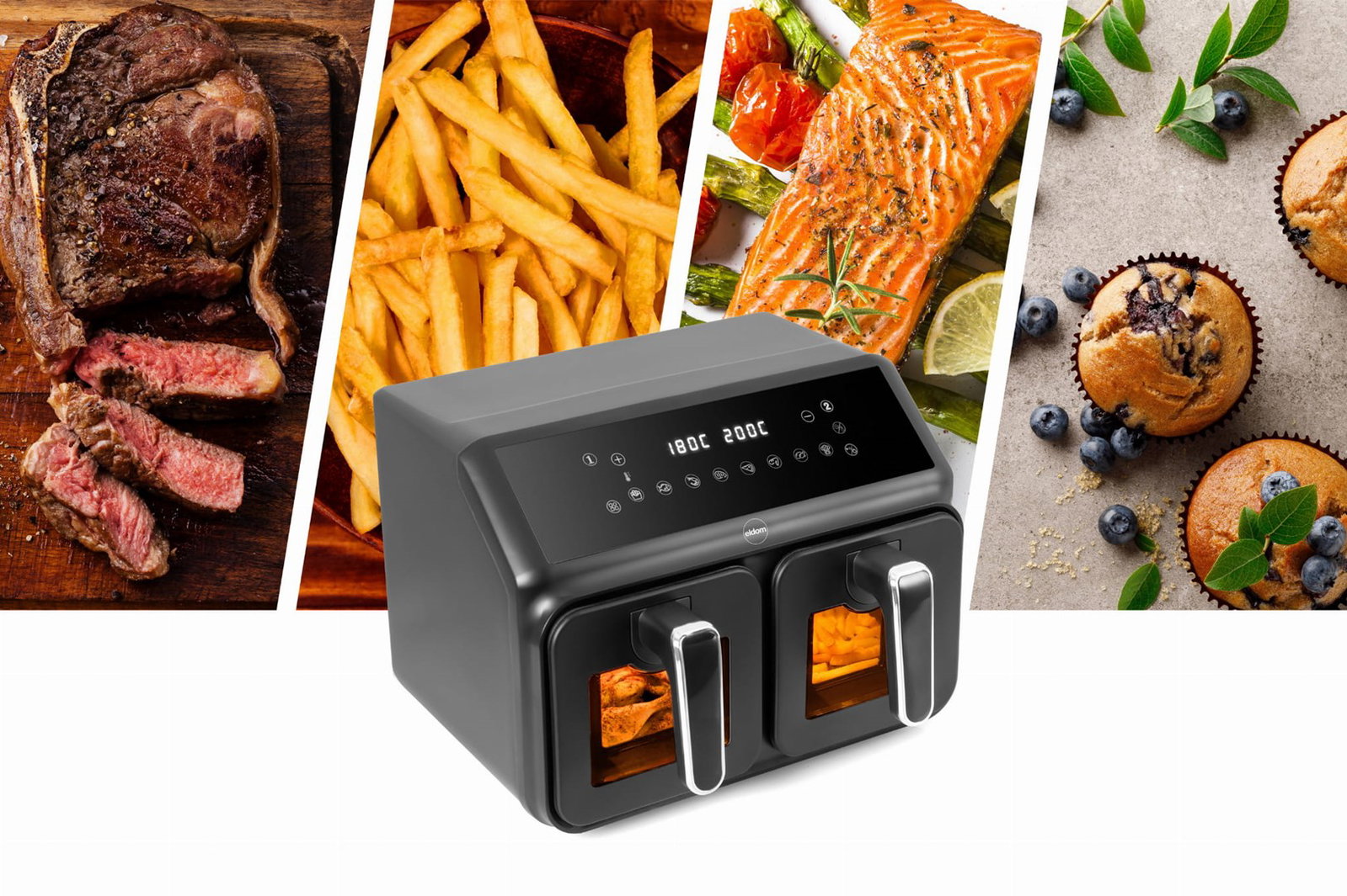 Double fat-free fryer, 2200 W, capacity 8 l, LED display
