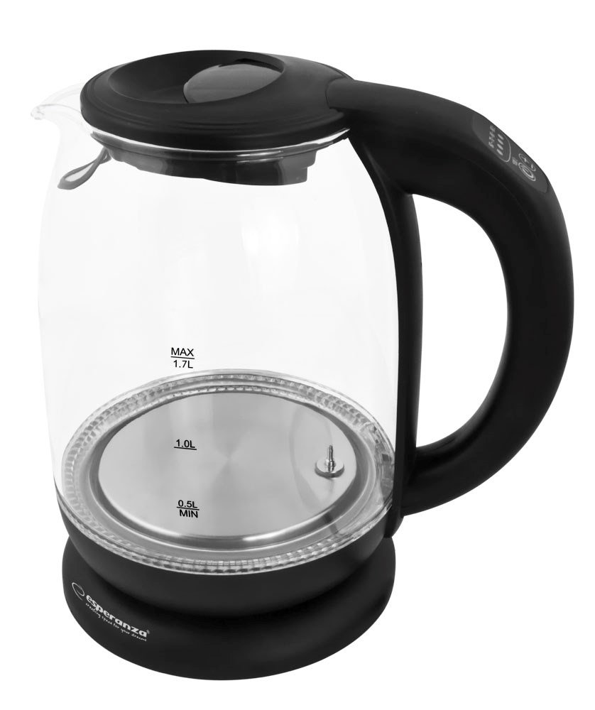 Esperanza EKK027 electric kettle 1.7 L 2200 W Black, Transparent