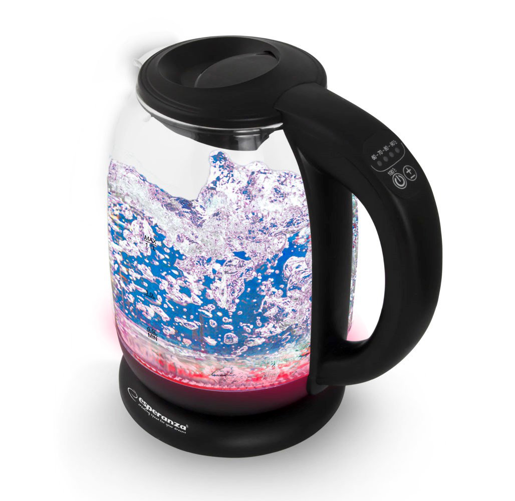 Esperanza EKK027 electric kettle 1.7 L 2200 W Black, Transparent