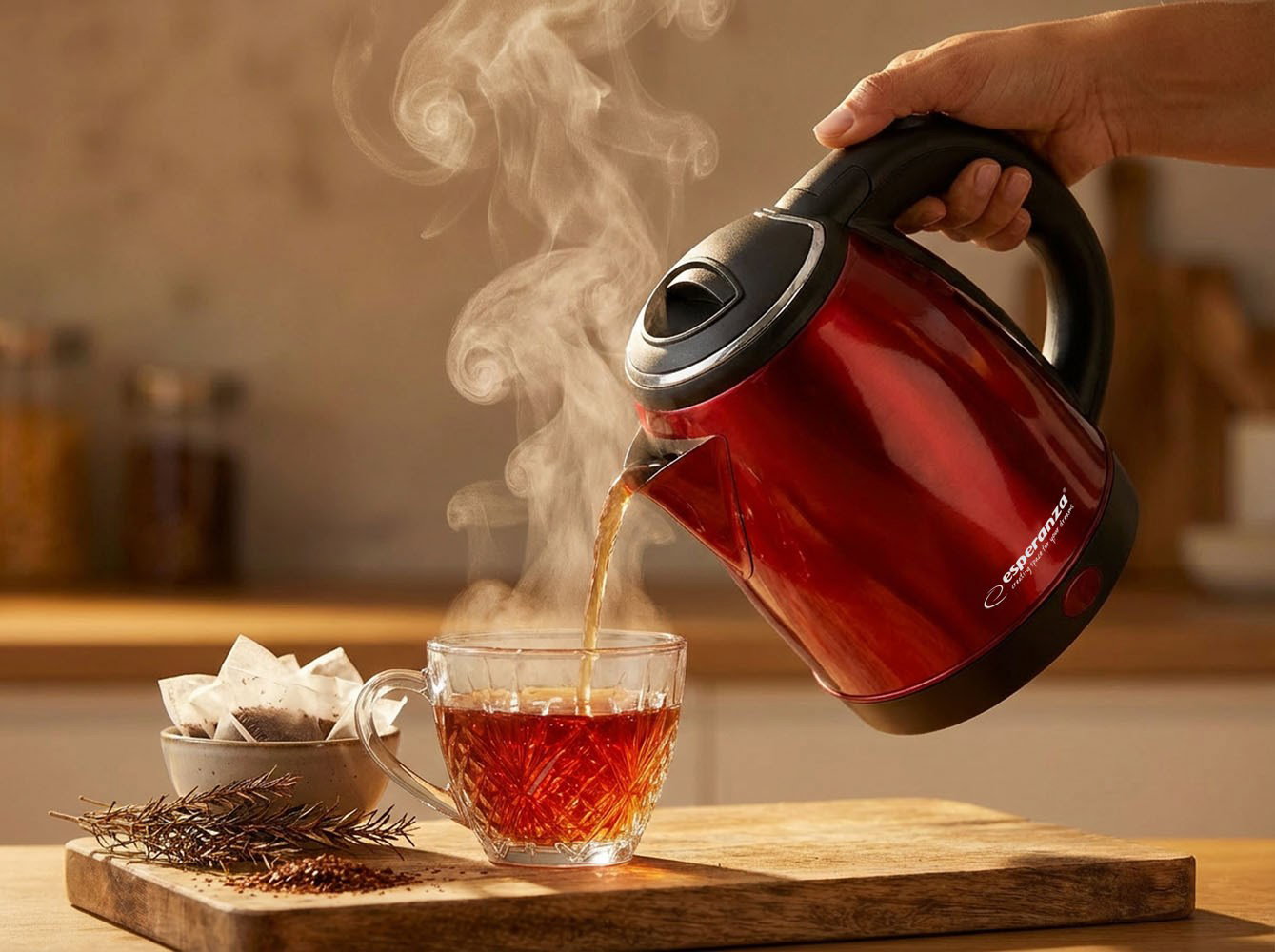 Esperanza EKK128R electric kettle Parana 1 L Black,Red 1350 W