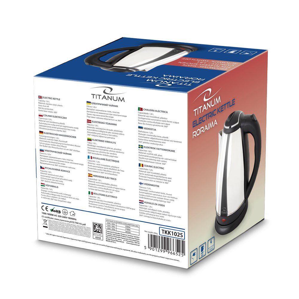 Titanum TKK102S Electric kettle 1.8L 1800W Silver