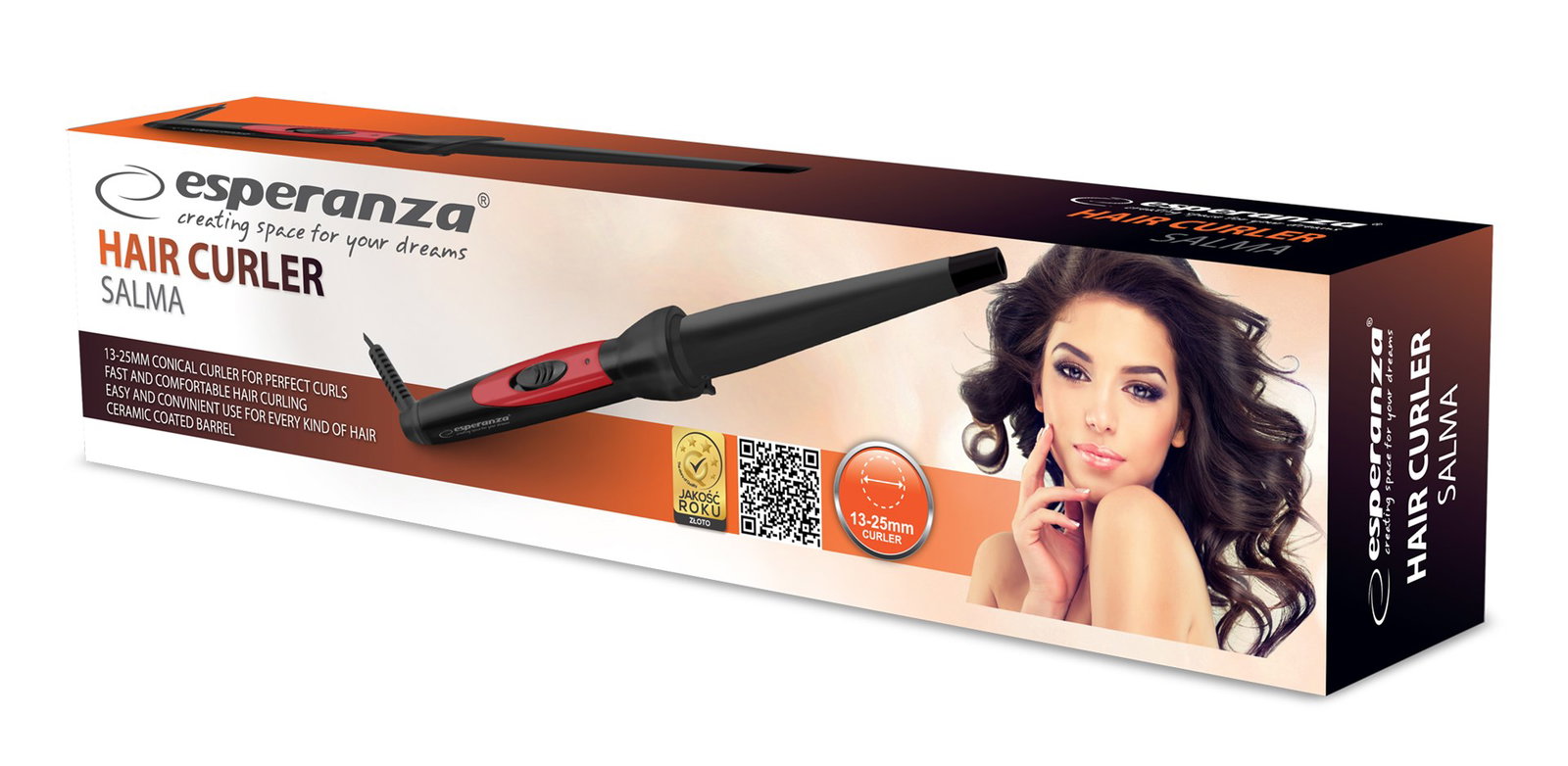 Esperanza EBL007 Curling iron Warm Black, Red 1.7 m