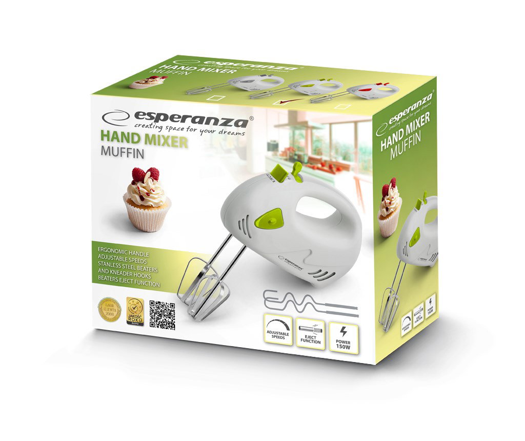 Esperanza EKM007G mixer Hand mixer Green,White 150 W