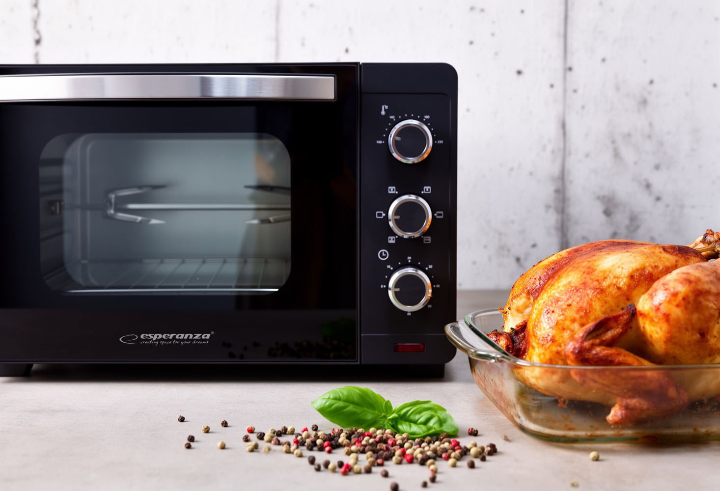 Esperanza EKO006N Mini oven with convection and spit 25 l 1600W Black