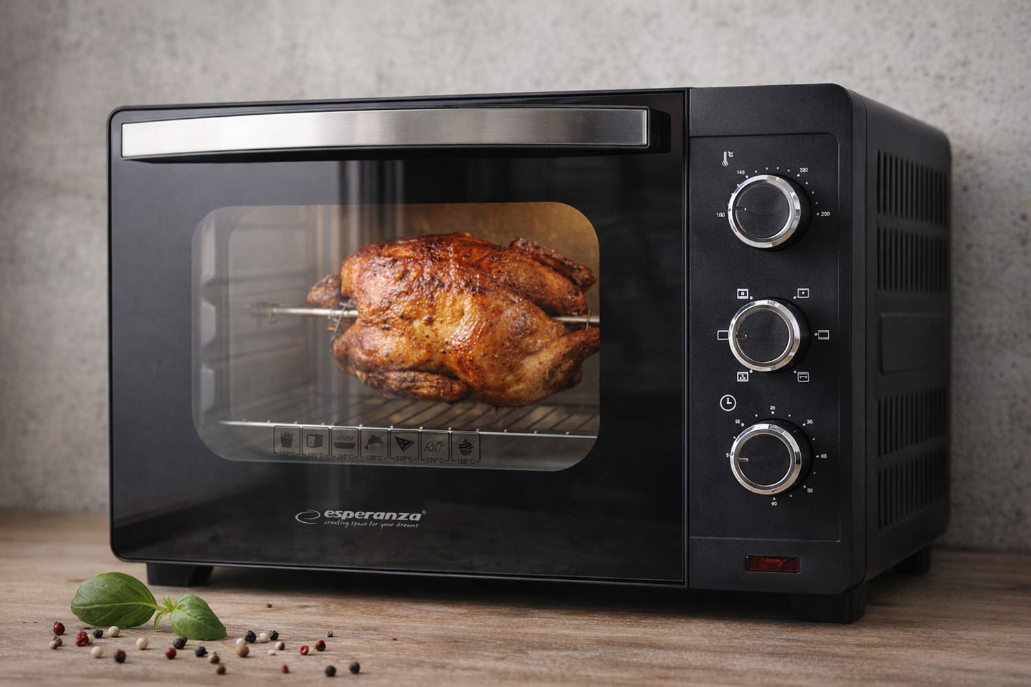 Esperanza EKO006N Mini oven with convection and spit 25 l 1600W Black