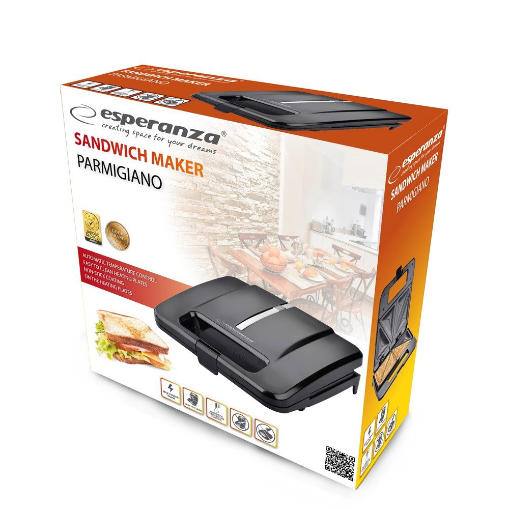Esperanza PARMIGIANO sandwich maker 1000 W Black