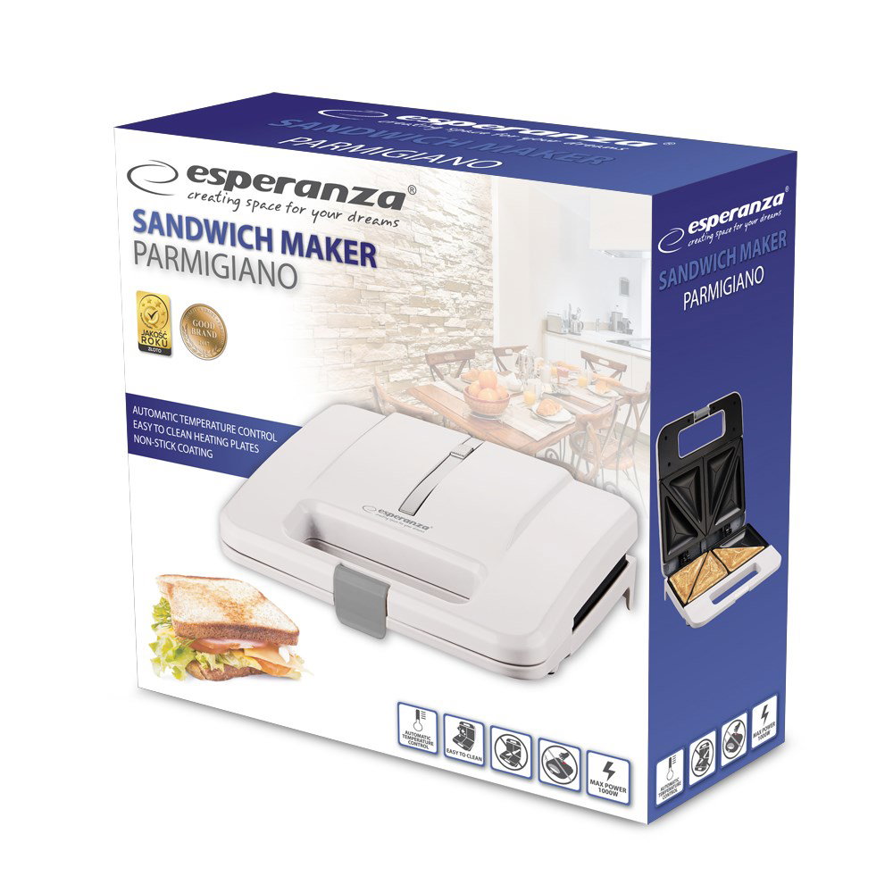 Esperanza EKT010W sandwich maker 1000 W White