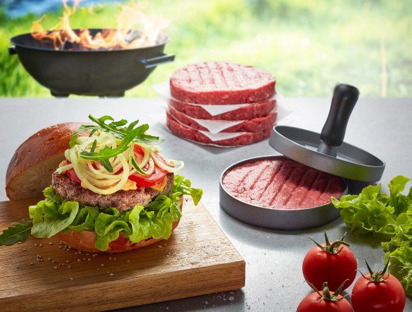GEFU BBQ hamburger press Black, Grey Aluminium, Plastic