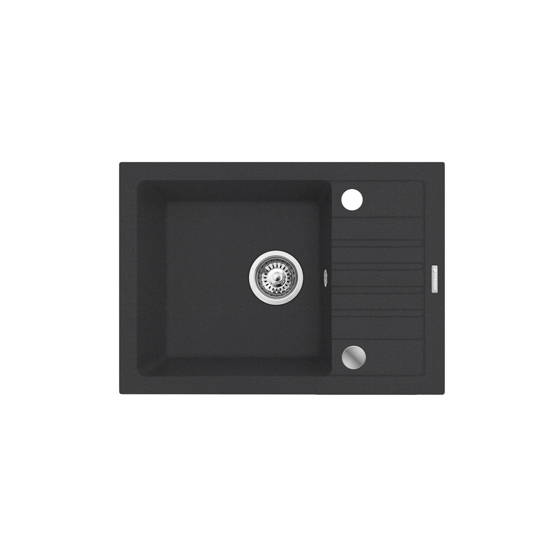 Black sink set with flexi faucet - MAIDSINKS BALI sink (62x44) 1B1D black + Flessi Black Edition faucet