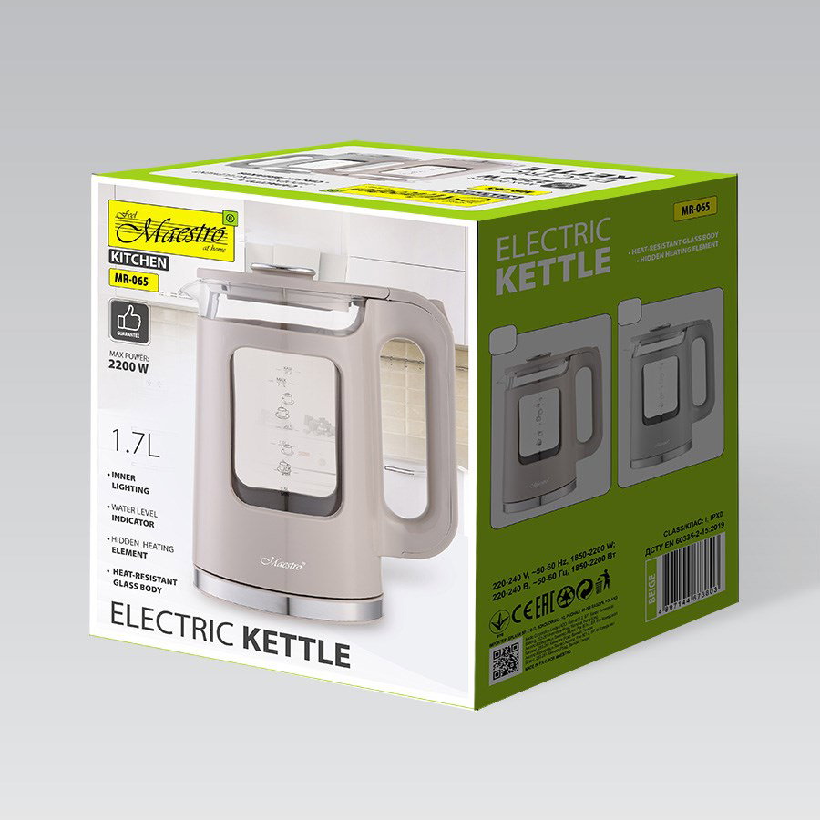 Maestro MR-065 electric kettle 1.7 L 2200 W (MR-065-GREY) Grey