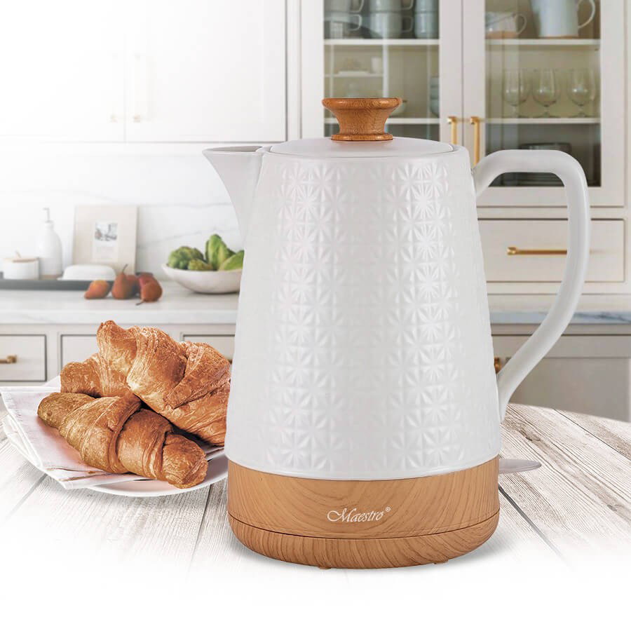 Maestro MR-076 electric kettle 1.8 L 1800 W White, Wood