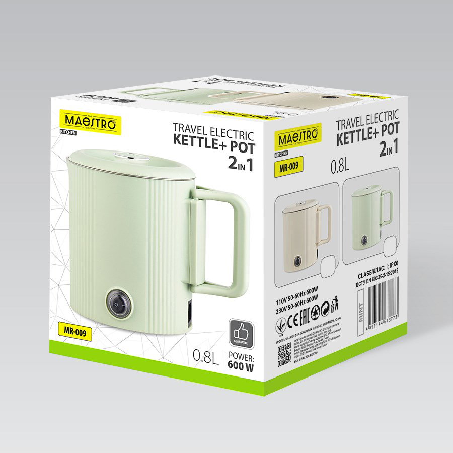 Electric kettle travel pot Maestro MR-009 0.8 L 600 W (MR-009-BEIGE) Beige