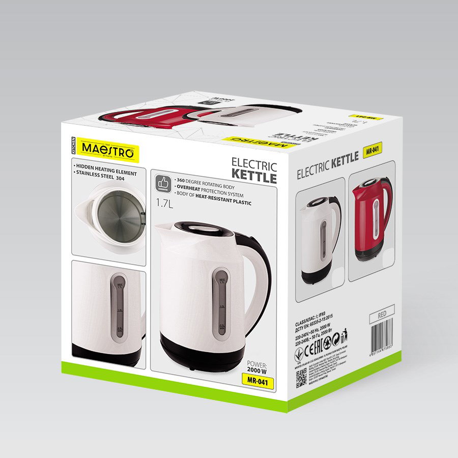 Maestro MR-041-White Electric Kettle 1,7 L