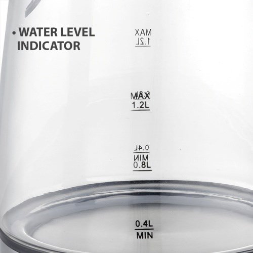 Maestro MR-062-Black Glass Electric Kettle 1,2 L