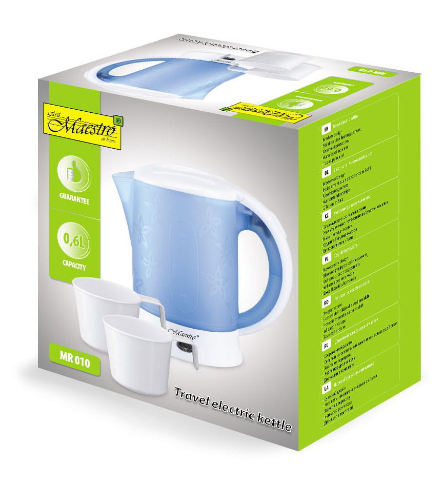 Feel-Maestro MR010 electric kettle 0.6 L Blue, White 600 W