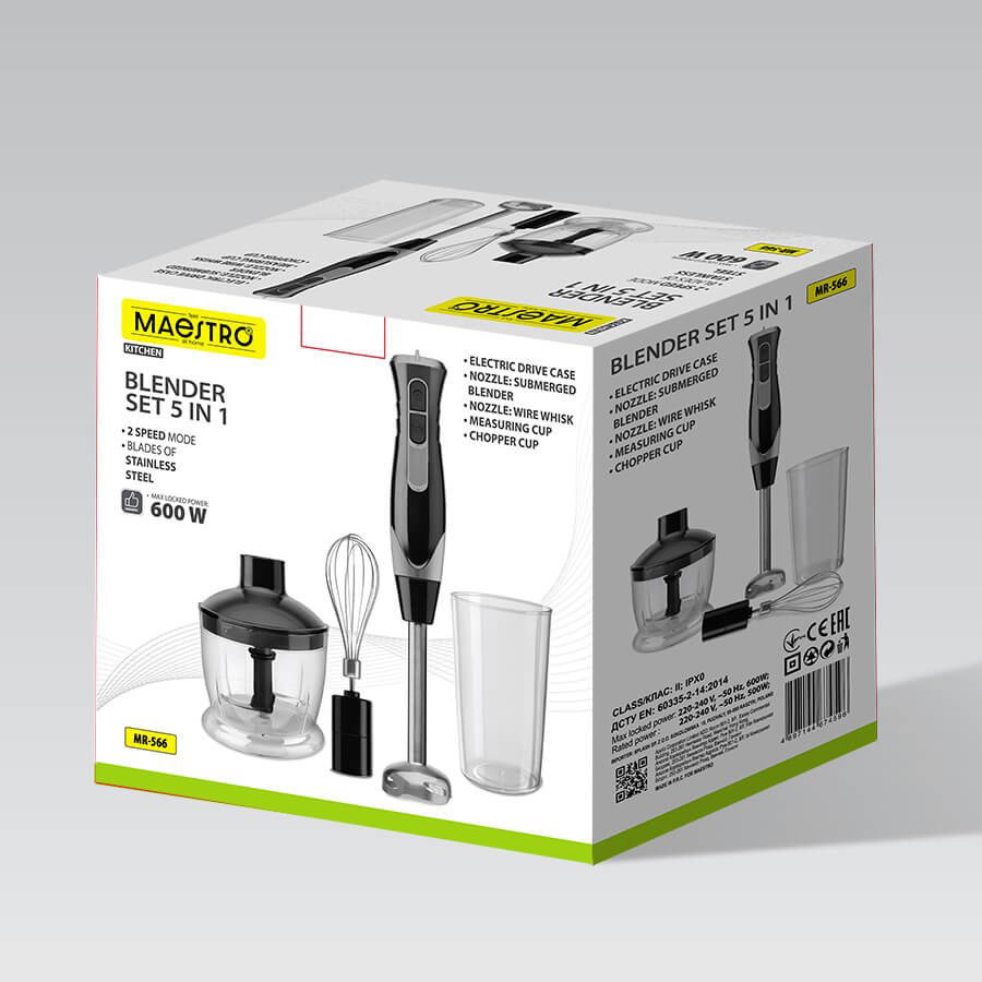 Hand blender Maestro MR-566 3-in-1 set 500 W Black