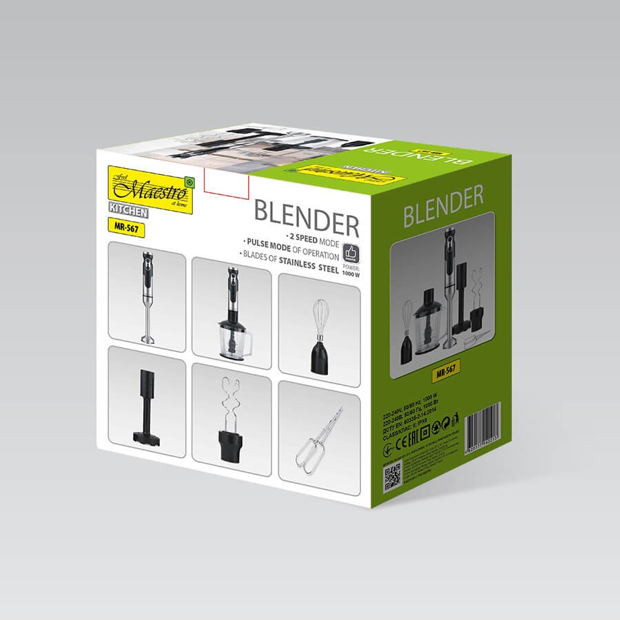 Maestro MR-567 blender Immersion blender 1000 W Black, Stainless steel