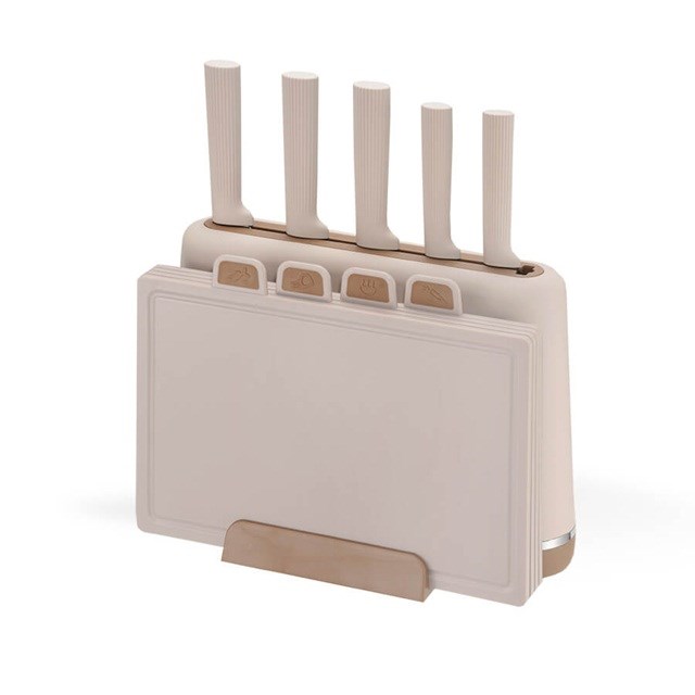 Maestro MR-1412-BEIGE Knife set with block + Cutting board set Beige