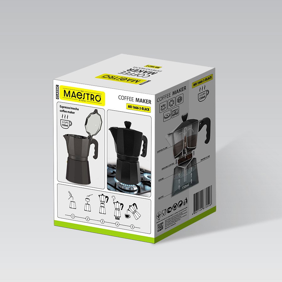 3 cup coffee machine MAESTRO MR-1666-3-BLACK Black