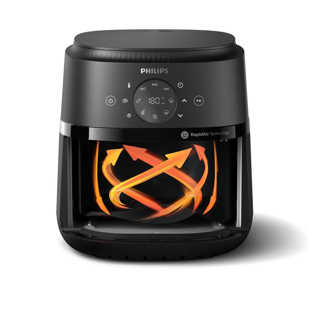 Philips 2000 series NA221/00 fryer Single 4.2 L Stand-alone 1500 W Hot air fryer Black, Silver
